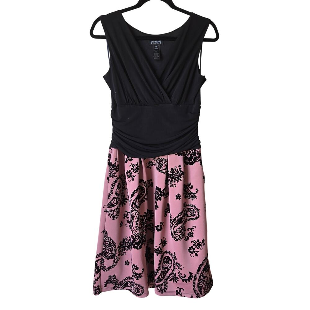 Enfocus Studio sleeveless knee-length dress velvet paisley design Size 12